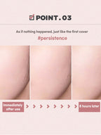 LILYBYRED Cotton Blur Cushion 15g SPF50+PA+++ showing before and after results for persistence in coverage.