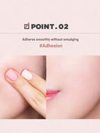 LILYBYRED Cotton Blur Cushion 15g SPF50+PA+++ demonstrates smooth adherence without smudging in beauty application.