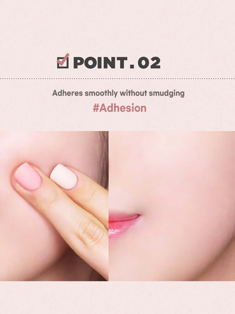 LILYBYRED Cotton Blur Cushion 15g SPF50+PA+++ demonstrates smooth adherence without smudging in beauty application.