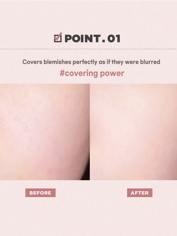 LILYBYRED Cotton Blur Cushion 15g SPF50+PA+++ showing before and after results for perfect blemish coverage