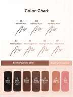 LILYBYRED Starry Eyes Am9 To Pm9 Slim Gel Eyeliner 0.14g color chart featuring various eyeliner shades.