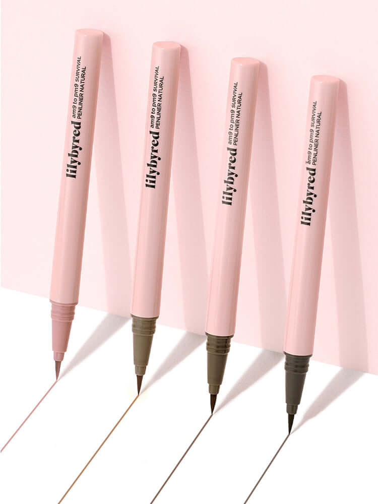 LILYBYRED Am9 To Pm9 Survival Penliner Natural 1g in shades of Cherry Brown, showcasing a soft ash-toned pigment for subtle definition.
