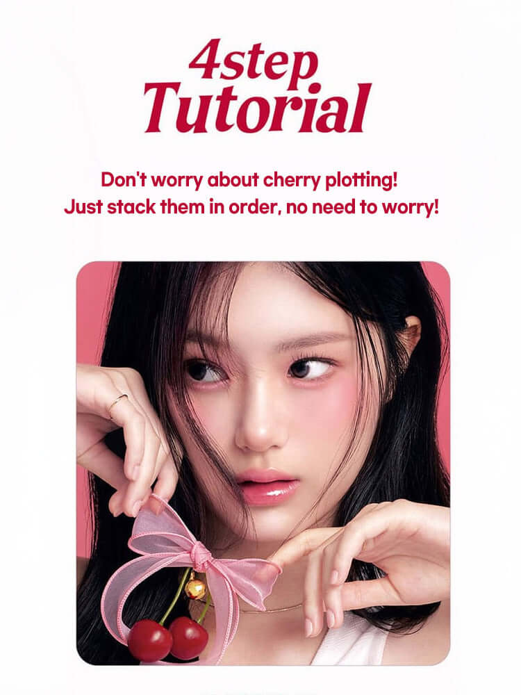 LILYBYRED Cherry Bell 4-step tutorial showcasing a cherry-themed makeup application technique.