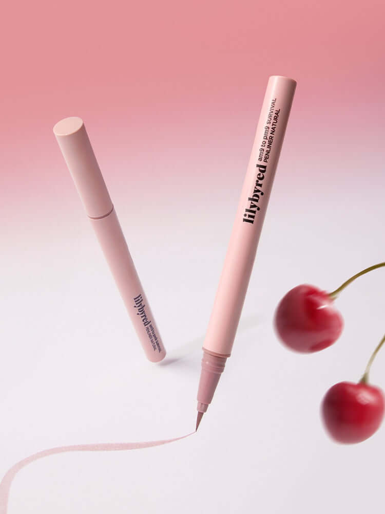 LILYBYRED Am9 To Pm9 Survival Penliner Natural 1g showcasing the pen and cherry accents on a soft background.