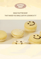 LILYBYRED Smiley Aegyosal Eyeliner promotional image featuring smiling macarons at the Smiley Butter Shop.