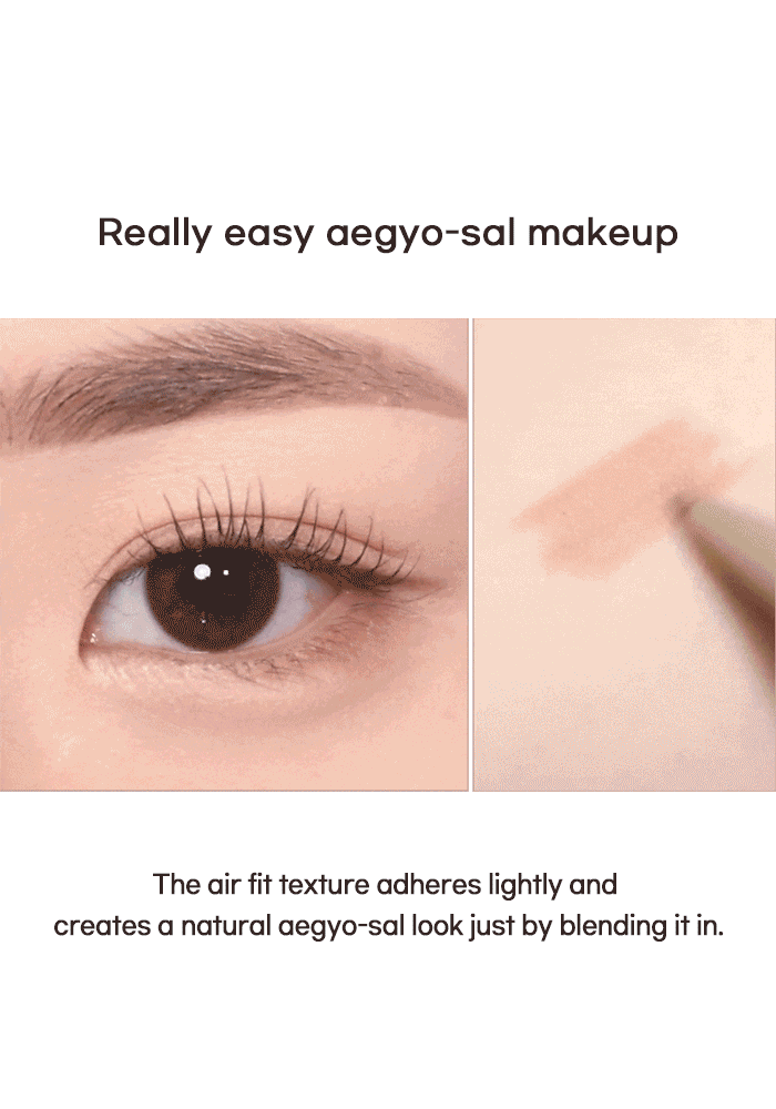 LILYBYRED Smiley Aegyosal Eyeliner showcasing easy aegyo-sal makeup application with air fit texture.