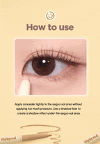 LILYBYRED Smiley Aegyosal Eyeliner application guide demonstrating use on the aegyo-sal area.