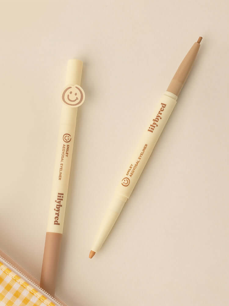 LILYBYRED Smiley Aegyosal Eyeliner packaging featuring two dual-type pencil applicators.