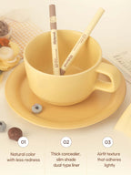 LILYBYRED Smiley Aegyosal Eyeliner displayed in a yellow cup emphasizing its natural color and airlight texture.