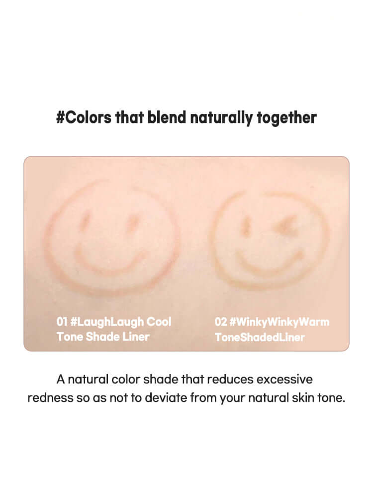 LILYBYRED Smiley Aegyosal Eyeliner shades #LaughLaugh and #WinkyWinky swatches on skin for natural blending.