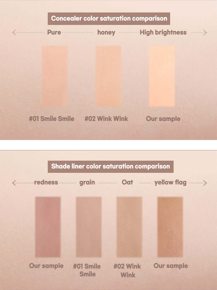 LILYBYRED Smiley Aegyosal Eyeliner color saturation comparison for concealer and shade liner