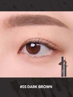 Close-up of eye showcasing LILYBYRED Skinny Mes Brow Mascara 3.5g in #03 Dark Brown for precise brow definition.