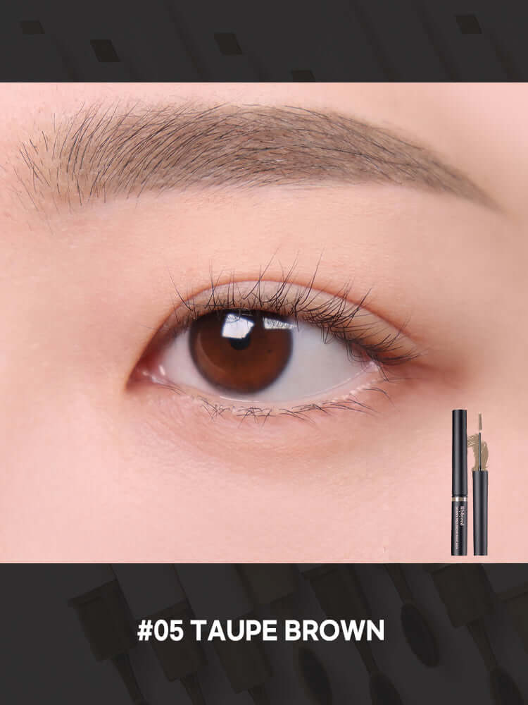 LILYBYRED Skinny Mes Brow Mascara 3.5g in #05 Taupe Brown with ultra-slim brush for precise brow coloring.