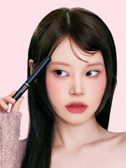 LILYBYRED Skinny Mes Brow Mascara 3.5g model demonstrating eyebrow application with ultra-slim brush