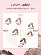Color guide chart for LILYBYRED Skinny Mes Brow Mascara 3.5g showing shades: Taupe Brown, Pink Brown, Light Brown, Gray Brown, Dark Brown, Medium Brown.