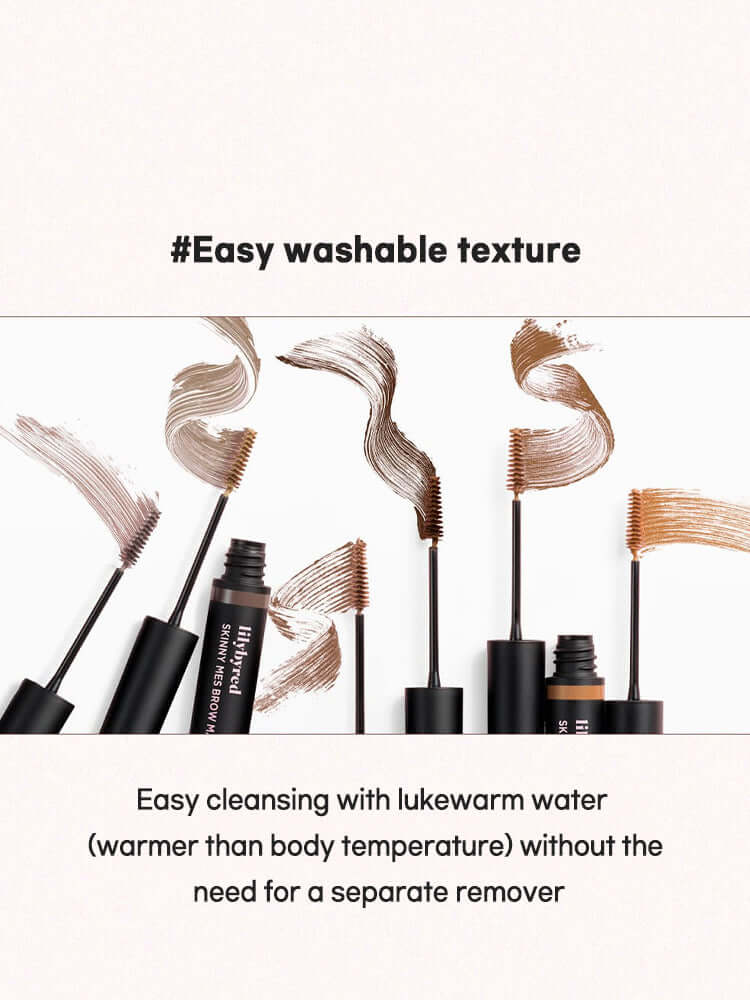 LILYBYRED Skinny Mes Brow Mascara 3.5g easy washable texture with wand applicators for simple cleansing.