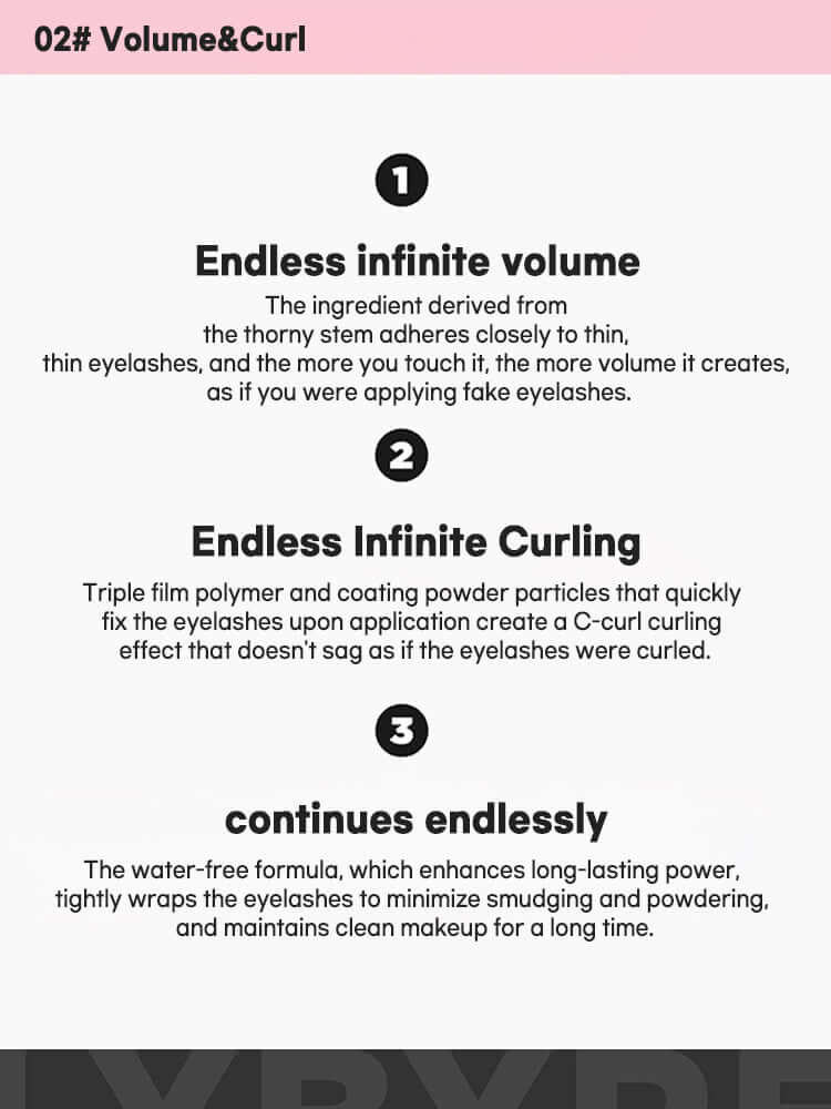 LILYBYRED Am9 To Pm9 Infinite Mascara 7g features endless volume and curling effects with long-lasting waterproof formula.