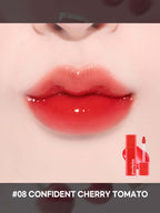 LILYBYRED Bloody Liar Coating Tint 4g on lips, showcasing a vibrant red sheen.