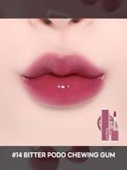 LILYBYRED Bloody Liar Coating Tint 4g, showcasing rich cherry tint on soft lips for a glossy finish.