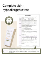 MARY&MAY CICA Soothing Sun Cream 50ml with complete skin hypoallergenic test results displayed.