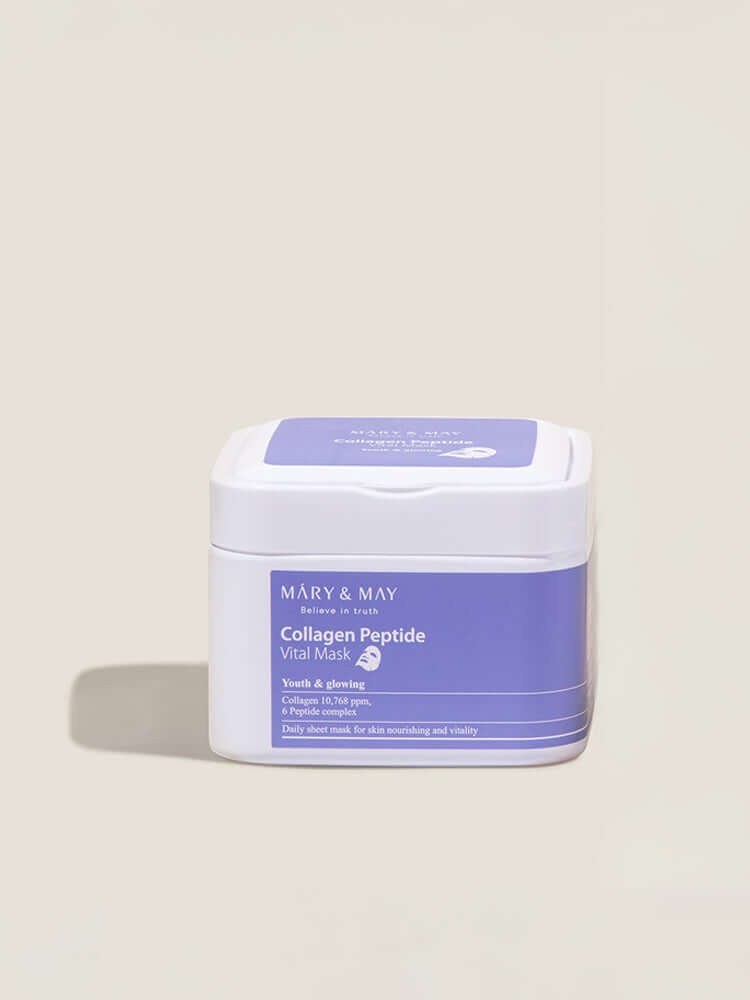 MARY&MAY Collagen Peptide Vital Mask 400g 30EA packaging with a vibrant design.
