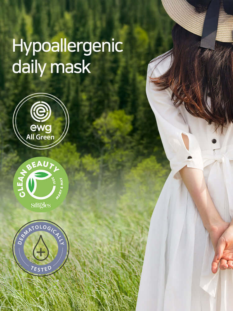 MARY&MAY Collagen Peptide Vital Mask 400g 30EA - Hypoallergenic daily mask with certifications and nature background.