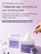 MARY&MAY Collagen Peptide Vital Mask 400g 30EA packaging showcasing 30 sheets per box for daily skincare.