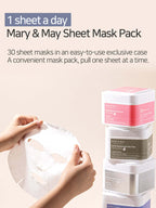 MARY&MAY Collagen Peptide Vital Mask 400g 30EA, 30-sheet mask pack for daily hydration routine.