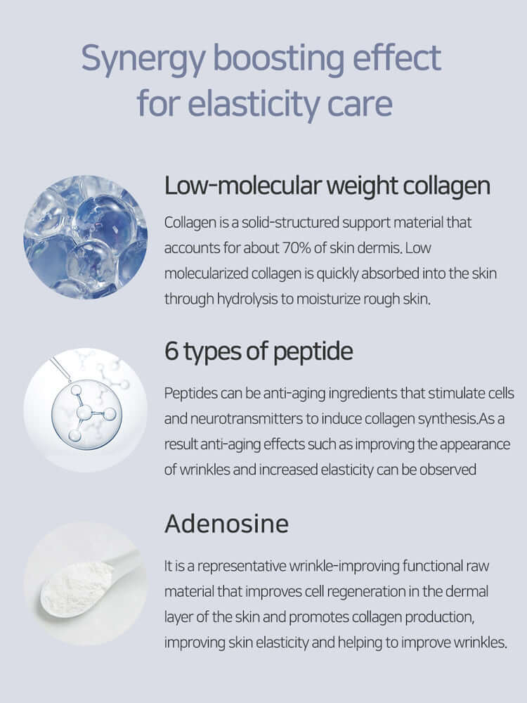 MARY&MAY Collagen Peptide Vital Mask 400g 30EA benefits low-molecular weight collagen and peptides for skin elasticity.