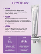 How to use MARY&MAY Glutathione Eye Cream with steps and tips for a radiant eye area, featuring Vegan Blackberry Complex Cream Essence.