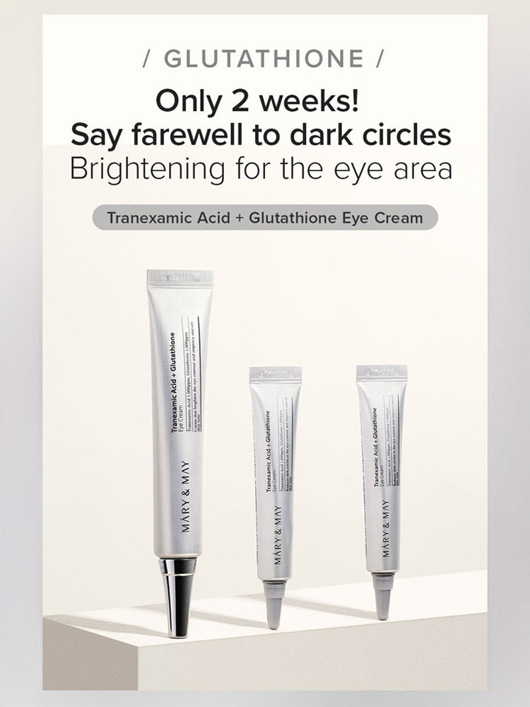 MARY&MAY Glutathione Eye Cream Special Set, dual functional eye cream targeting dark circles and hyperpigmentation.