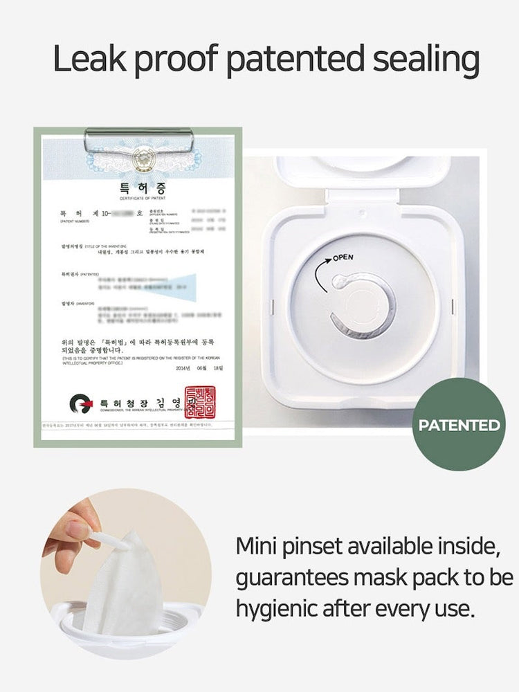Leak proof patented sealing of Mary & May Hyaluronic Panthenol Hydra Mask with mini pinset for hygiene.