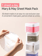 MARY&MAY Hyaluronic Panthenol Hydra Mask 400g 30EA, daily sheet mask pack with convenient easy pull-out design.