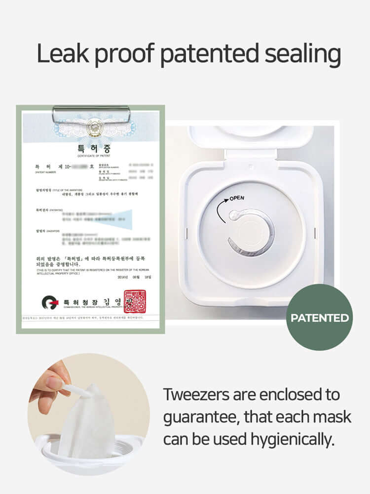 Leak proof patented sealing for MARY&MAY Niacinamide Vitamin C Brightening Mask ensuring hygienic use.