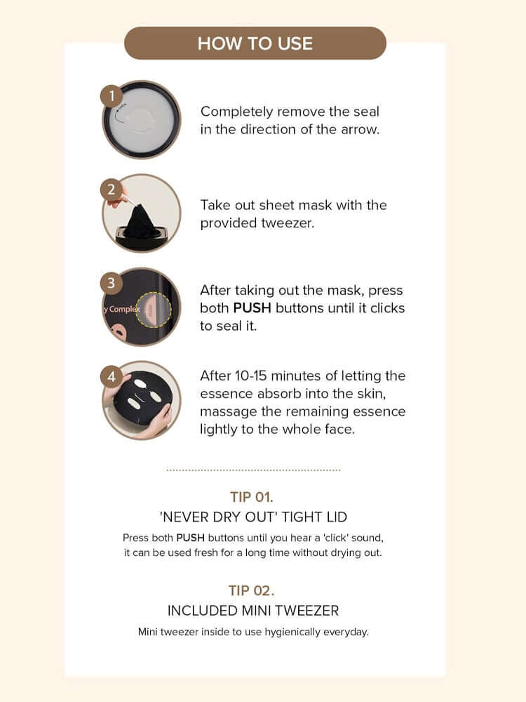 How to use MARY&MAY Premium Idebenone Blackberry Complex Essence Mask with tips and step-by-step instructions.