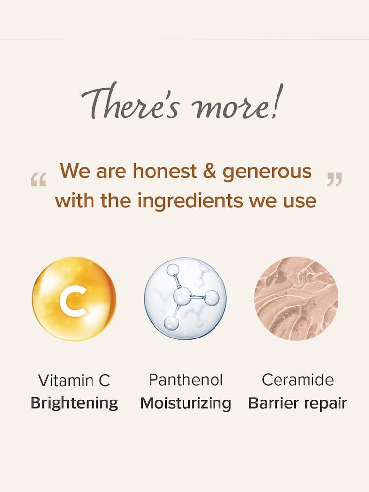 Visual representation of key ingredients in skincare: Vitamin C for brightening, Panthenol for moisturizing, and Ceramide for barrier repair.