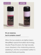 Before and After images of MARY&MAY Vegan Blackberry Complex Cream Essence showcasing its unique formulation.