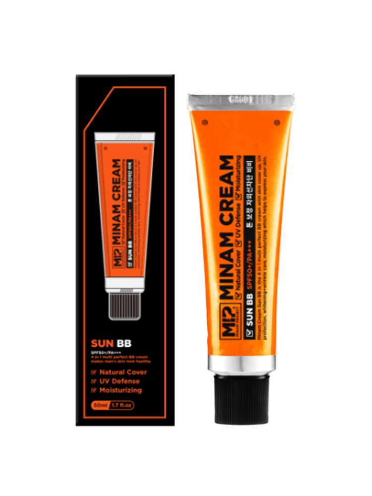 MIP Minam Cream 50ml SPF50+/PA+++ Sun BB with cloudberry radiance and wrinkle-care support.