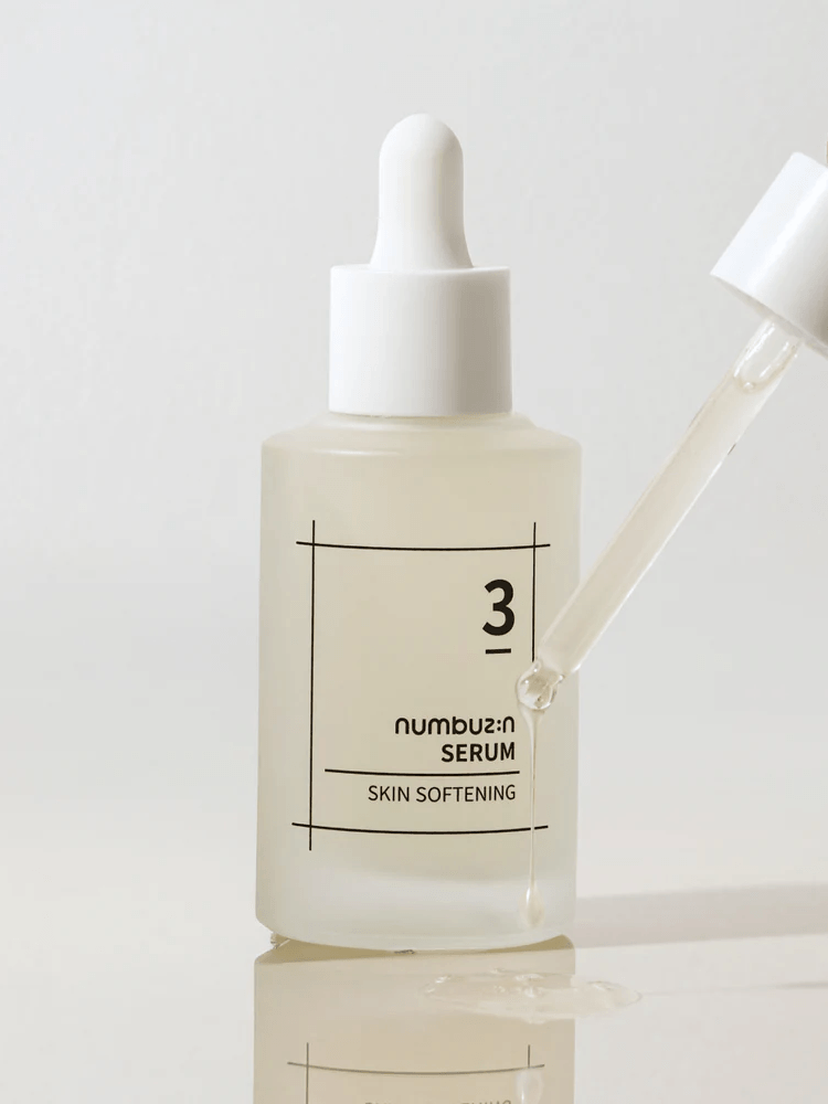 NUMBUZIN No.3 Skin Softening Serum bottle with dropper, designed for smoother skin texture.