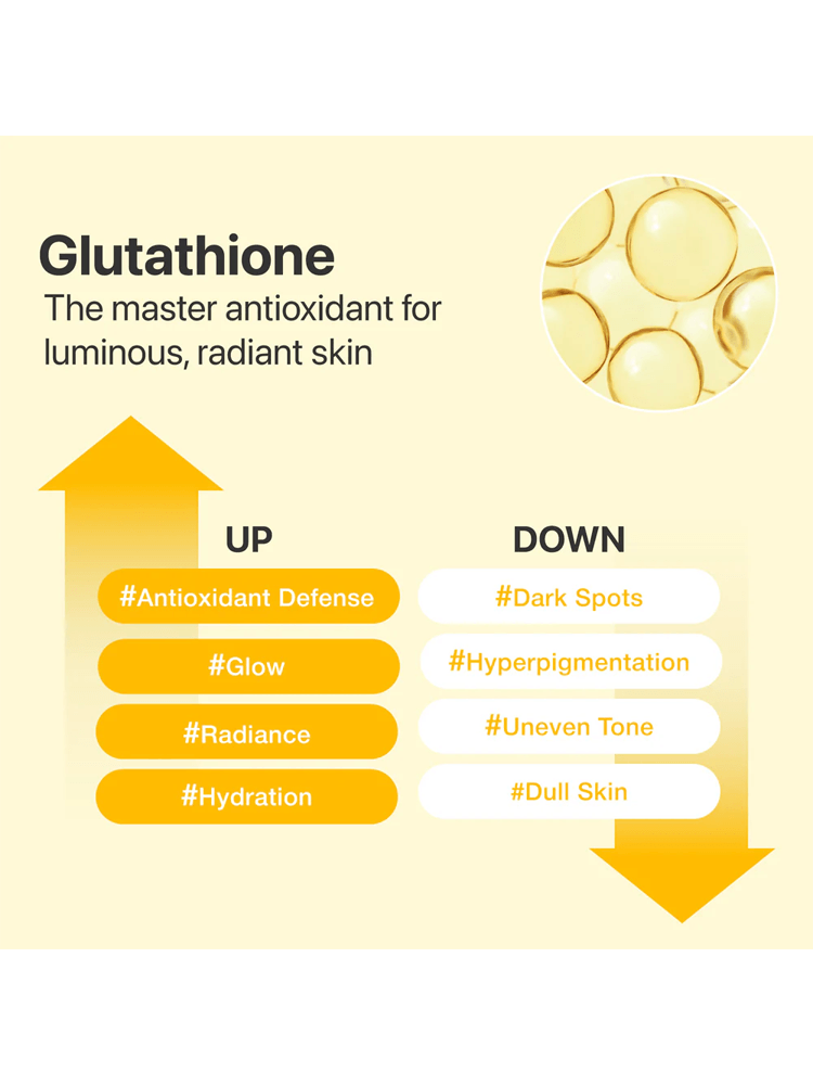 NUMBUZIN No.5 Vitamin-Niacinamide Concentrated Pad infographic highlighting Glutathione benefits for radiant skin.