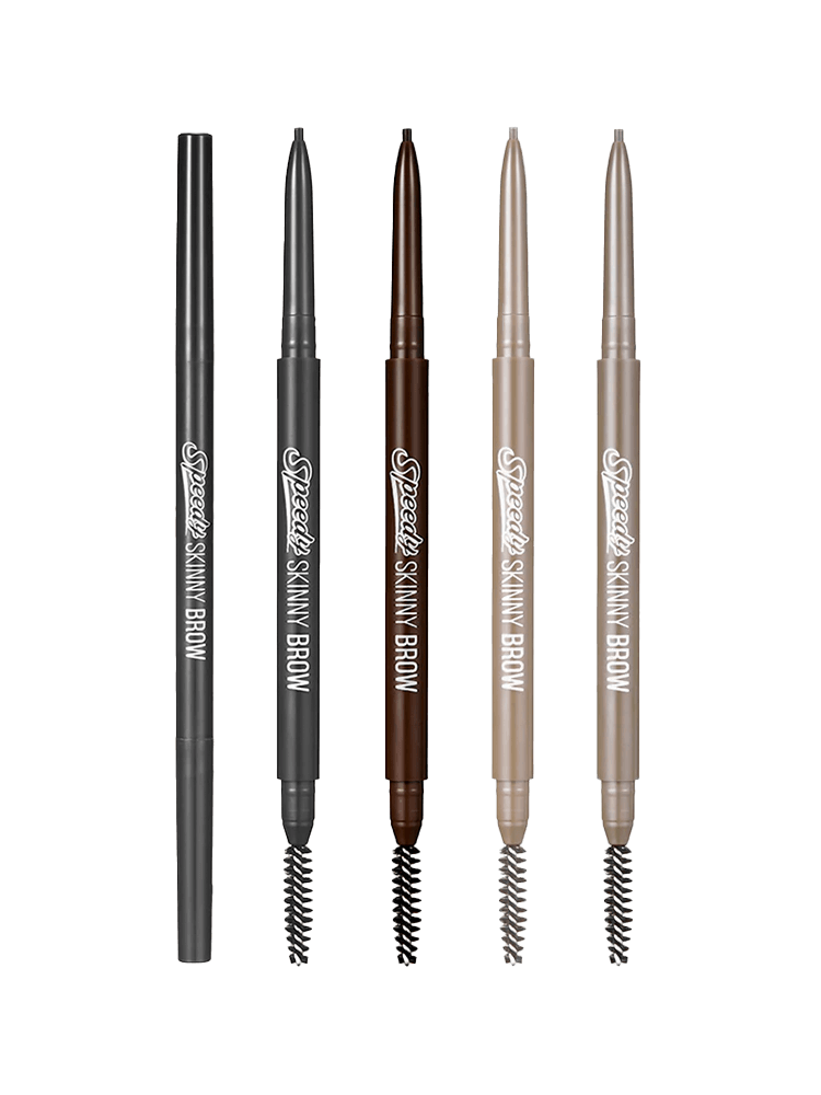 PERIPERA Speedy Skinny Brow 0.05g brow pencils in various shades with spoolie brushes.