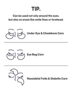 Tip for using PETITFEE Black Pearl & Gold Hydrogel Eye Patch 1.4g on under-eye, cheekbone, eye bags, and nasolabial folds.