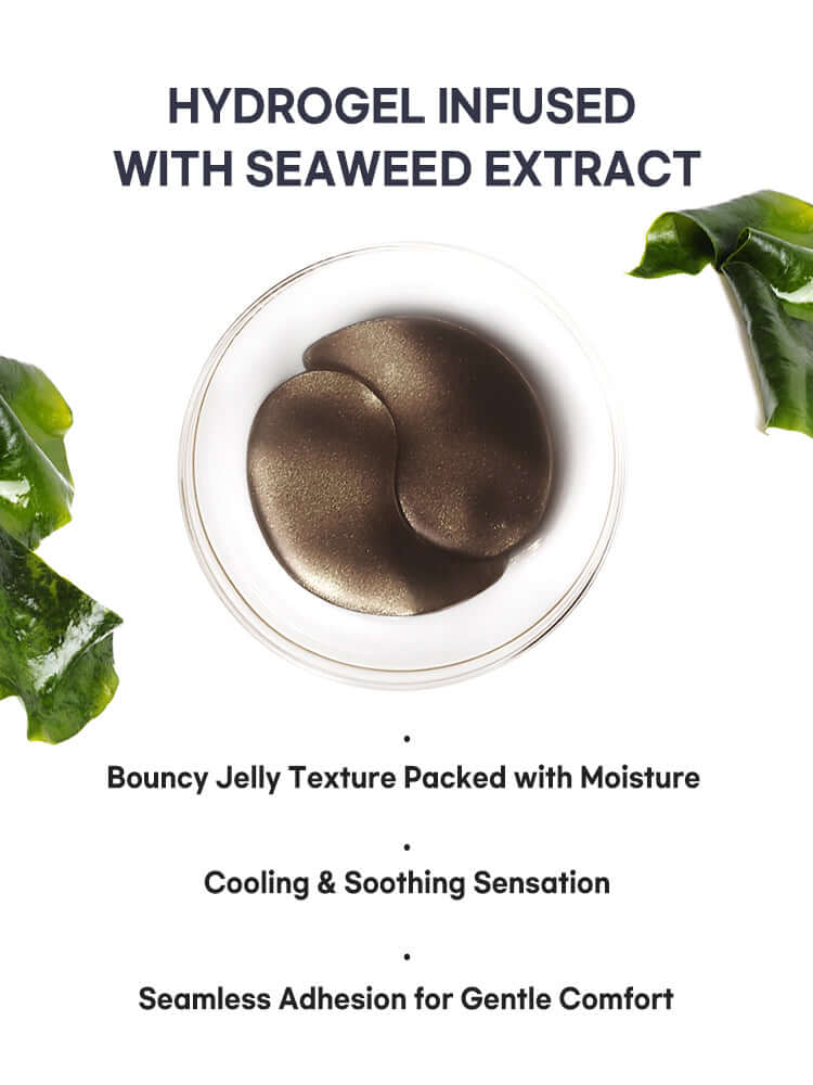 PETITFEE Black Pearl & Gold Hydrogel Eye Patch 1.4g (Single Use - 1 pair) with seaweed extract