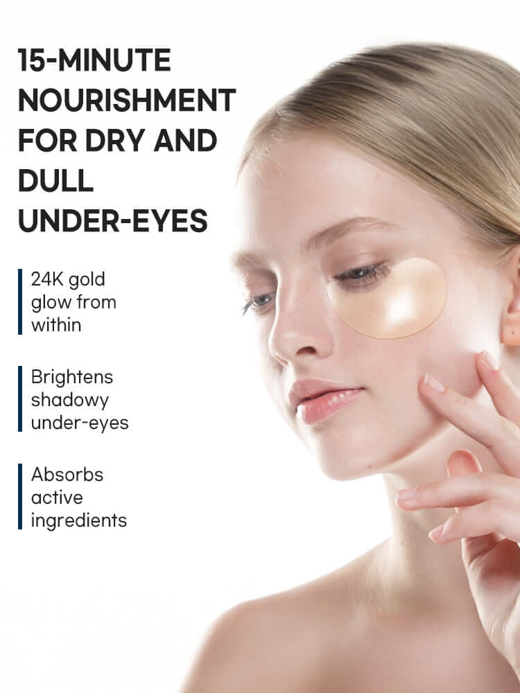 PETITFEE Gold Hydrogel Eye Patch 1.4g (Single Use - 1 pair) for brightening tired under-eyes with 24K gold nourishment.