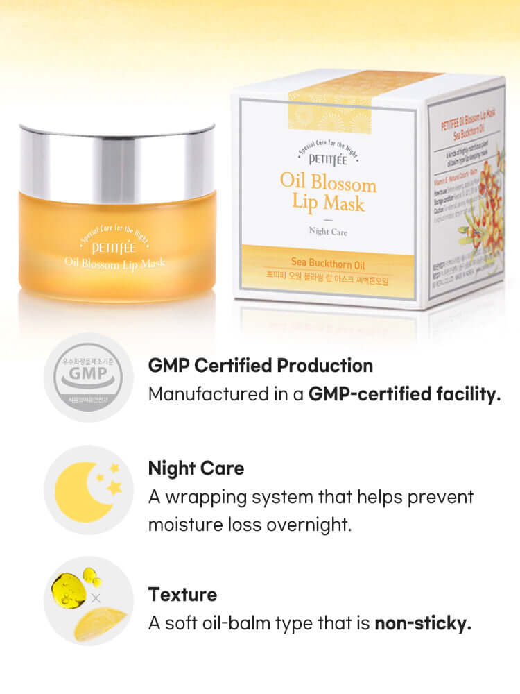 PETITFEE Oil Blossom Lip Mask 15g #Sea Buckthorn Oil (Vita Brightening)