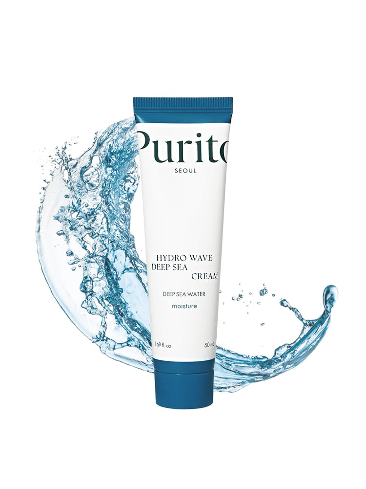 PURITO Deep Sea Pure Water Cream 50g tube with splashing water for hydration and moisture balance