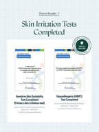 Skin irritation test results for PURITO Deep Sea Pure Water Cream 50g, showing suitability and hypoallergenic tests completed.