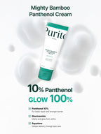 PURITO Mighty Bamboo Panthenol Cream 100ml tube with ingredients summary and benefits highlighted