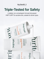 PURITO Sun Day Adventure Sunscreen 50ml tubes showcasing triple-tested for safety formula for sensitive skin.