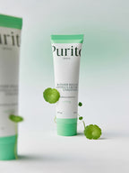 PURITO Wonder Releaf Centella Cream Unscented 50ml tube with green leaves, soothing skincare product for red and stressed skin.